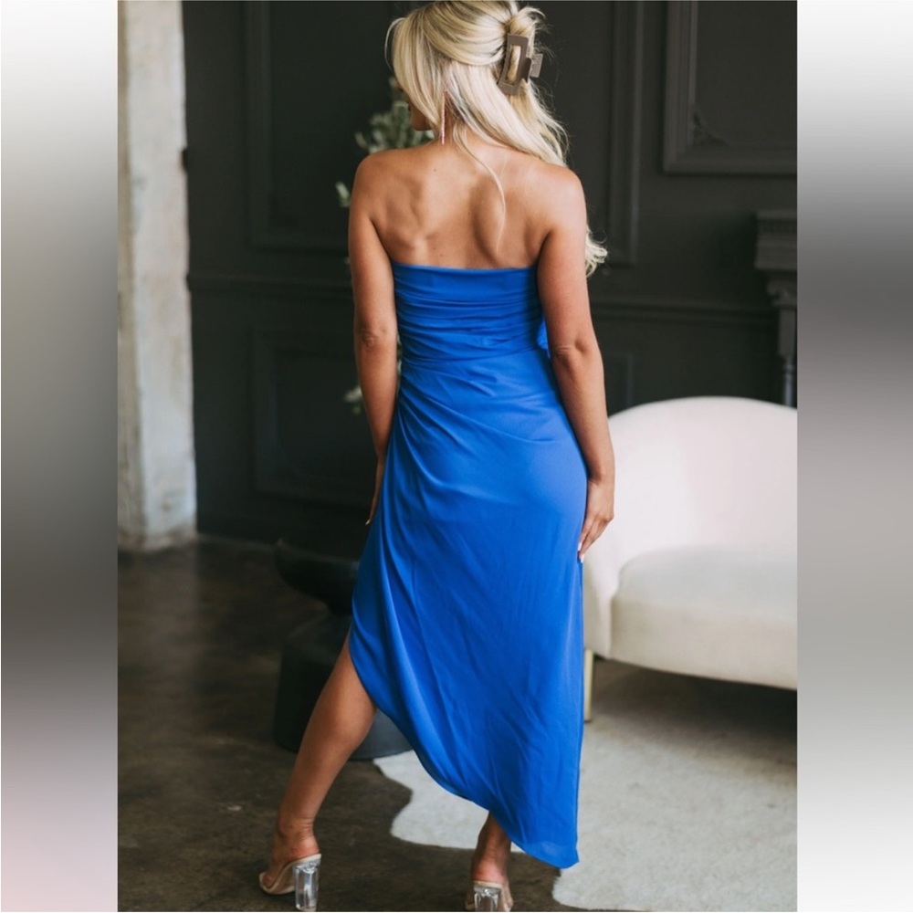 Strapless Blue Midi Dress - Picture 3 of 6